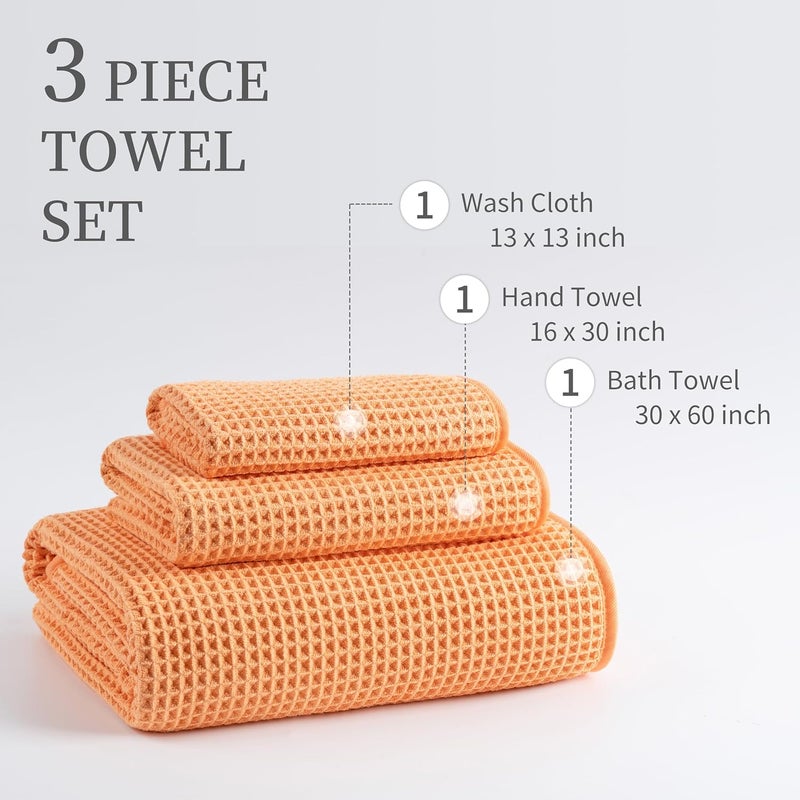 MICROFI New Microfiber Waffle Bath Towels, 3 Pieces, Oversized, Soft, Absorbent, Fast Drying, Lint Free, Includes Bath, Face and Hand Towels - Image 3
